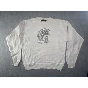 VTG Linksport Chunky Large Cotton Crew Neck Golf Sweater Embroidered Austads